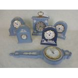 Five Wedgwood small Jasperware mantle clocks,