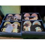 Four boxed Wedgwood Millennium Collection teawares, each containing a pair of cups & saucers,