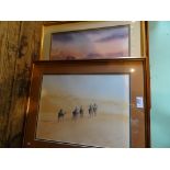 After Alan Thompson, a set of four prints, each depicting camels in desert scenes (27cm x 37cm),