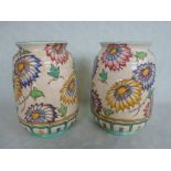 A pair of H J Wood Bursley Ware vases, designed by Charlotte Rhead in the TL37 pattern,