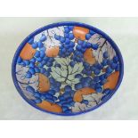 A 1920s Burleigh Ware fruit bowl, designed by Charlotte Rhead in the New Vine pattern, no.