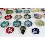 A collection of fifteen Isle of Wight pottery pin dishes,