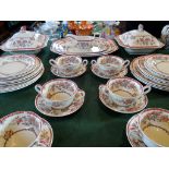 A Copeland Spode Royal Jasmine part-dinner service, comprising: two covered tureens,