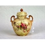 A Royal Worcester blush ivory pot pourri and cover,