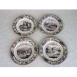 A set of four French transfer printed plates, late 19th century,