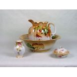 A George Jones & Sons wash set, comprising: large open bowl, jug, vase and covered soap bowl,