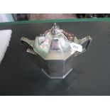 An early 20th century silver twin handled biscuit box and cover of octagonal form,