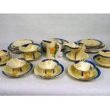 A large quantity of Clarice Cliff Lodore pattern tableware, to include: dinner plates, side plates,