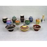 A collection of twelve items of Isle of Wight pottery, to include examples by Kas,