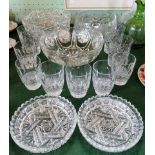 A mixed quantity of cut and pressed glassware, to include: fruit bowls,