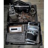 A late 20th century metal ammunition box, together with a Juliette seven band radio receiver,