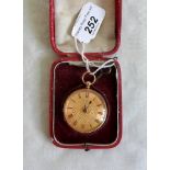 A lady's Continental key wind fob watch, in an 18ct gold case, having chased decoration throughout,