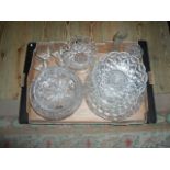 A mixed lot of cut and pressed glass, to include: fruit bowls, pedestal dishes,