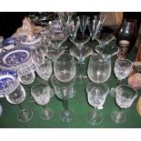 A harlequin suite of glassware to include a pair of Stuart Crystal wine glasses,