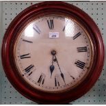 A mahogany cased circular school clock, the enamel dial bearing Roman numerals, 40cm diameter.