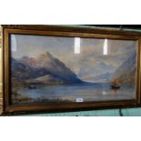 Early 20th century Continental school, mountainous lakeside scene, watercolour,
