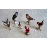A collection of six bird figurines, to include examples by Royal Worcester, Geobel and Rosenthal.