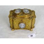 A gilt metal jewellery casket,