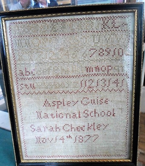 Three 19th century tapestry samplers, various sizes, each framed and glazed. - Image 2 of 2