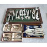 A part-suite of silver plated flatware in fitted tray,