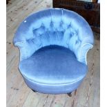 A Victorian upholstered button back tub chair, 74cm wide.