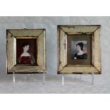 Two gilt framed portrait miniatures, each of early 19th century ladies, the largest image 9cm x 7cm.