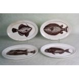 A set of four Portmeirion Kingdom of the Sea series plates, each of oval form,