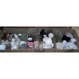 A large quantity of decorative ceramics and glass in three boxes,