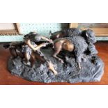 A contemporary large scale bronze figure group,