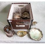 A large quantity of silver plate, to include: a bottle holder, salver, letter rack,