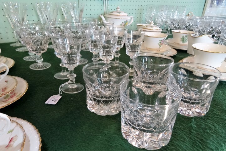 A harlequin suite of crystal glass drinking vessels, to include: examples by Tudor and Waterford.