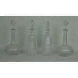 A pair of cut glass decanters of globular, tall necked form, 31cm,