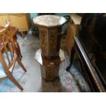 An Eastern octagonal hardwood and inlaid side table, 40cm diameter, together with another smaller,