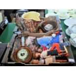 Two boxes containing assorted items, to include: 1960's dolls, an Art Nouveau-style photo frame,