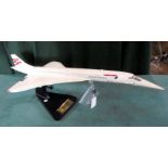 A Bravo Delta model of Concorde, mounted on bespoke display stand,