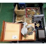 A good quantity of yellow and white metal and costume jewellery, to include: rings, necklaces,