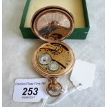 A Waltham gold plated cased full hunter pocket watch, the enamel dial bearing Roman numerals,