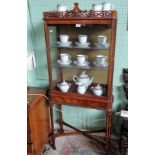 An Edwardian mahogany display cabinet, having gallery surmount,