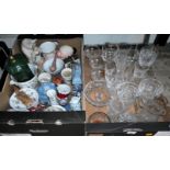 A collection of crystal and pressed glass, to include: champagne bowls, a tazza,