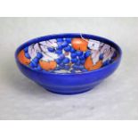 A 1920's Burleigh Ware fruit bowl, designed by Charlotte Rhead in the New Vine pattern, number 4347,