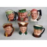 A collection of six Royal Doulton and Beswick character jugs, to include: Mr Pickwick, Boot Maker,