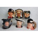 A collection of six Royal Doulton character jugs, to include: Henry VIII, Granny, Gone Away,