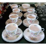 An early 20th century Shelley bone china part-tea service, in the Wild Flowers pattern,