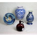 Two Oriental blue and white vases,