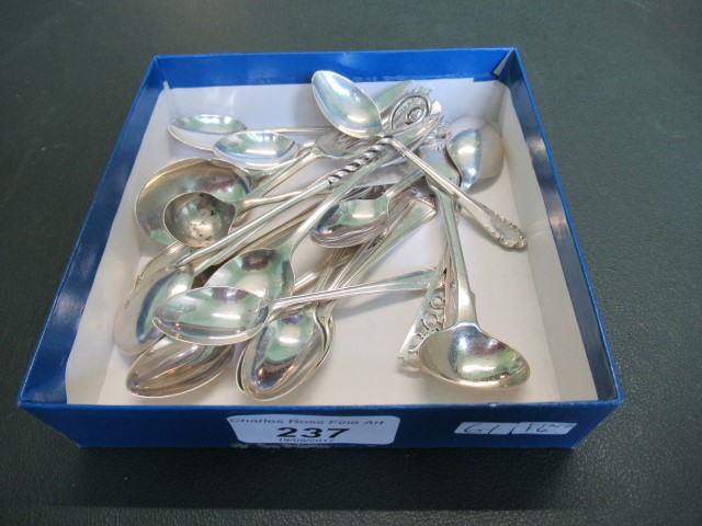 A quantity of silver flatware, to include: teaspoons, coffee spoons, forks and others,