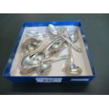 A quantity of silver flatware, to include: teaspoons, coffee spoons, forks and others,