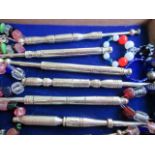 A collection of fourteen silver lace making bobbins,