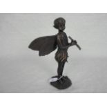 A contemporary bronzed study of a winged piper,