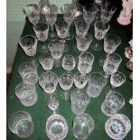 Three glass decanters of varying form,