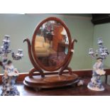 A Victorian mahogany toilet mirror with lidded trinket box, 64cm wide.